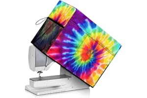 Goronwyfloyd Rainbow Tie Dye Print Sewing Machine Cover Compatible with Singer or Brother Machines Dust Covers with Storage Pockets for Most Standard Sewing Machines Cover