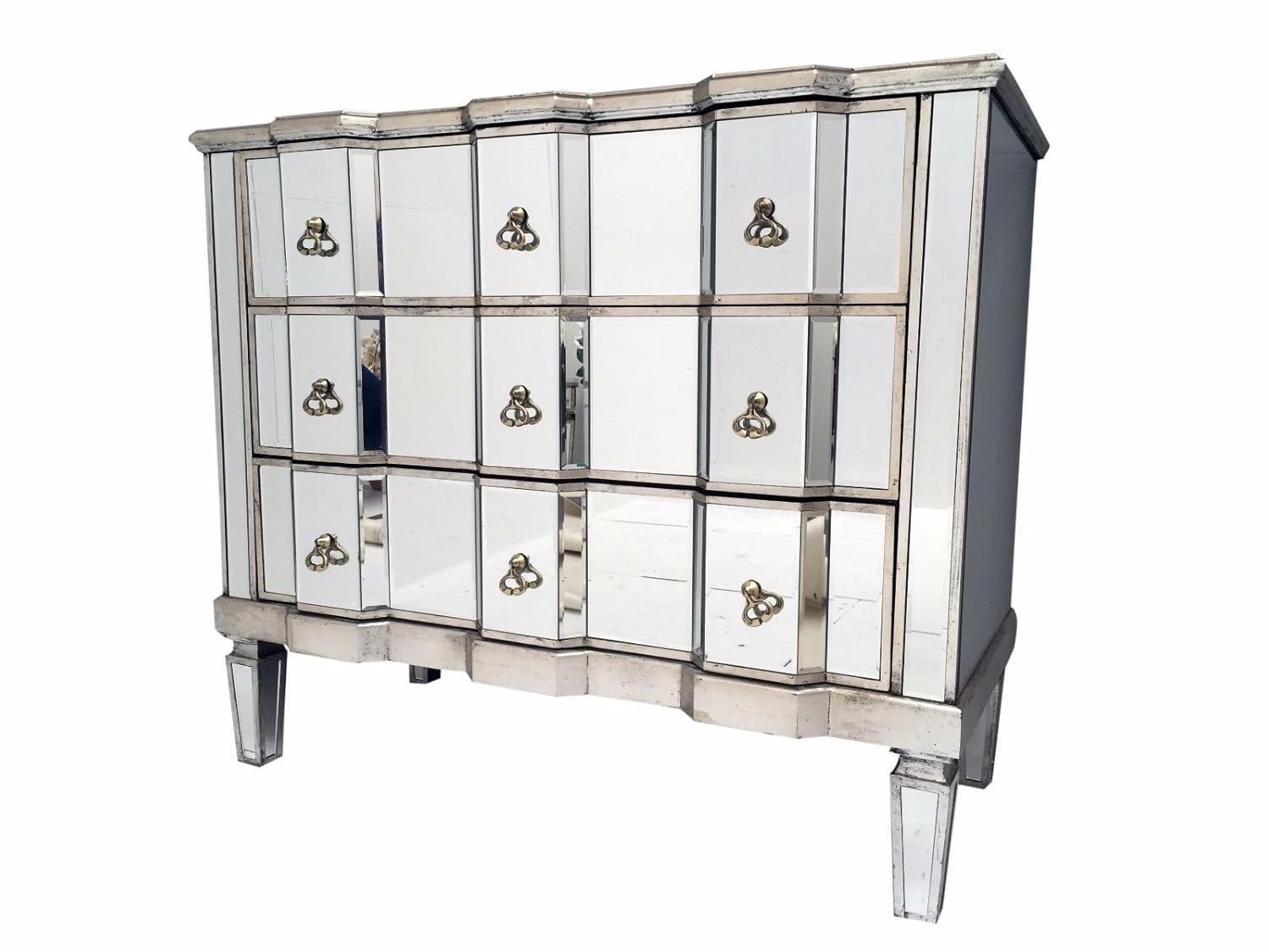 Interiors In Vogue Mirrored Chest Of 3 Drawers Venetian Glass