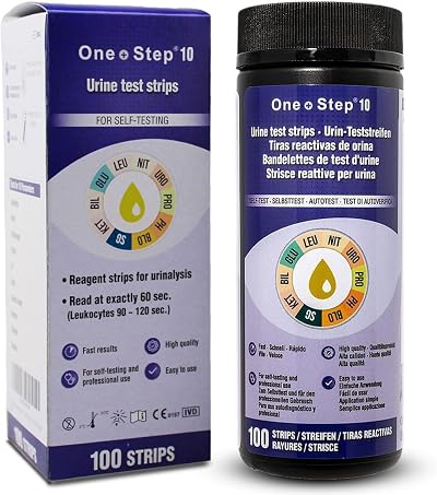 One Step 100 x 10-in-1 Urine Test Strips for Glucose, Ketone & More
