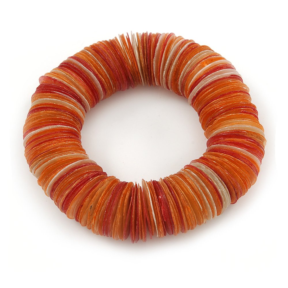 Avalaya Orange Shell Flex Bracelet - 17cm L