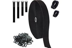 HUAPX 16FT Reusable Nylon Fastening Cable Straps, 1”Wide Cut-to-Length Self-Adhesive Hook and Loop Heavy Duty Securing Straps