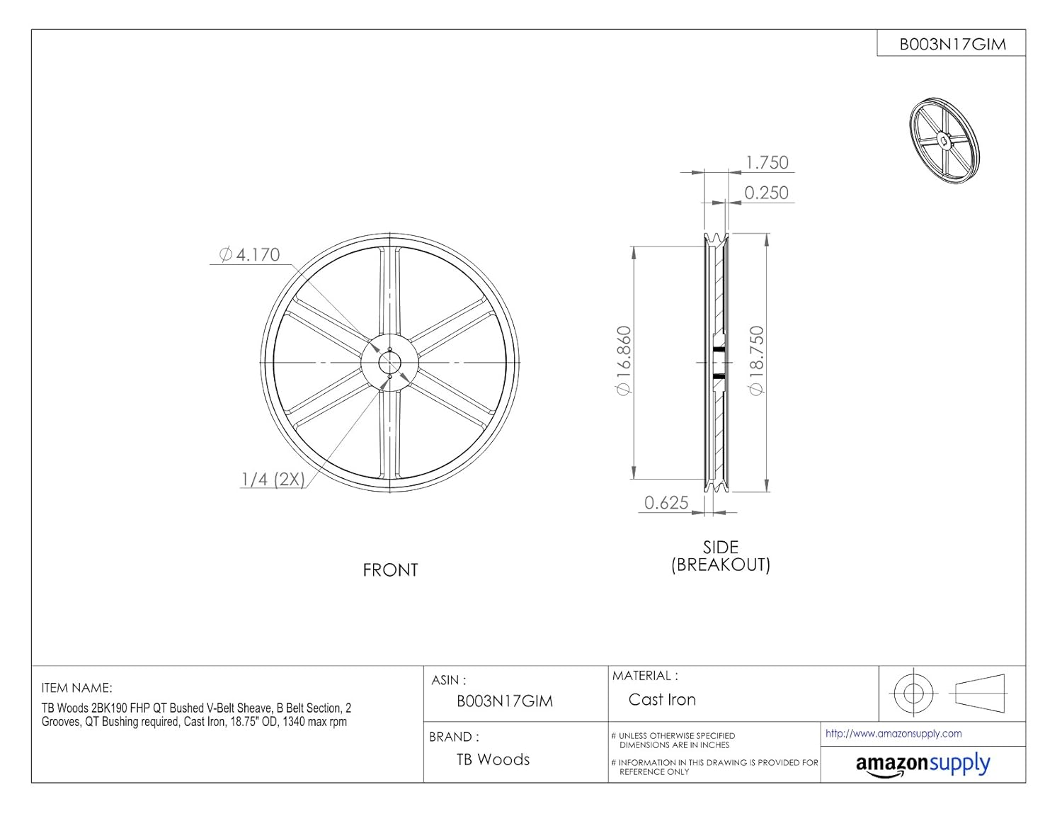 Cast Iron 1 Groove Tb Woods Bk70 Fhp Qt Bushed V Belt Sheave 6 75 Od Qt Bushing Required B Belt Section 3710 Max Rpm V Belt Pulleys Sheaves Industrial Scientific Svanimal Com