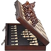 AMEROUS 15'' Magnetic Wooden Chess Set for Adults Kids - with Folding Board, Gift Package, Pieces Storage Slots, Handmade Pieces,Chess Board Game Set for Tournament Professional Beginner