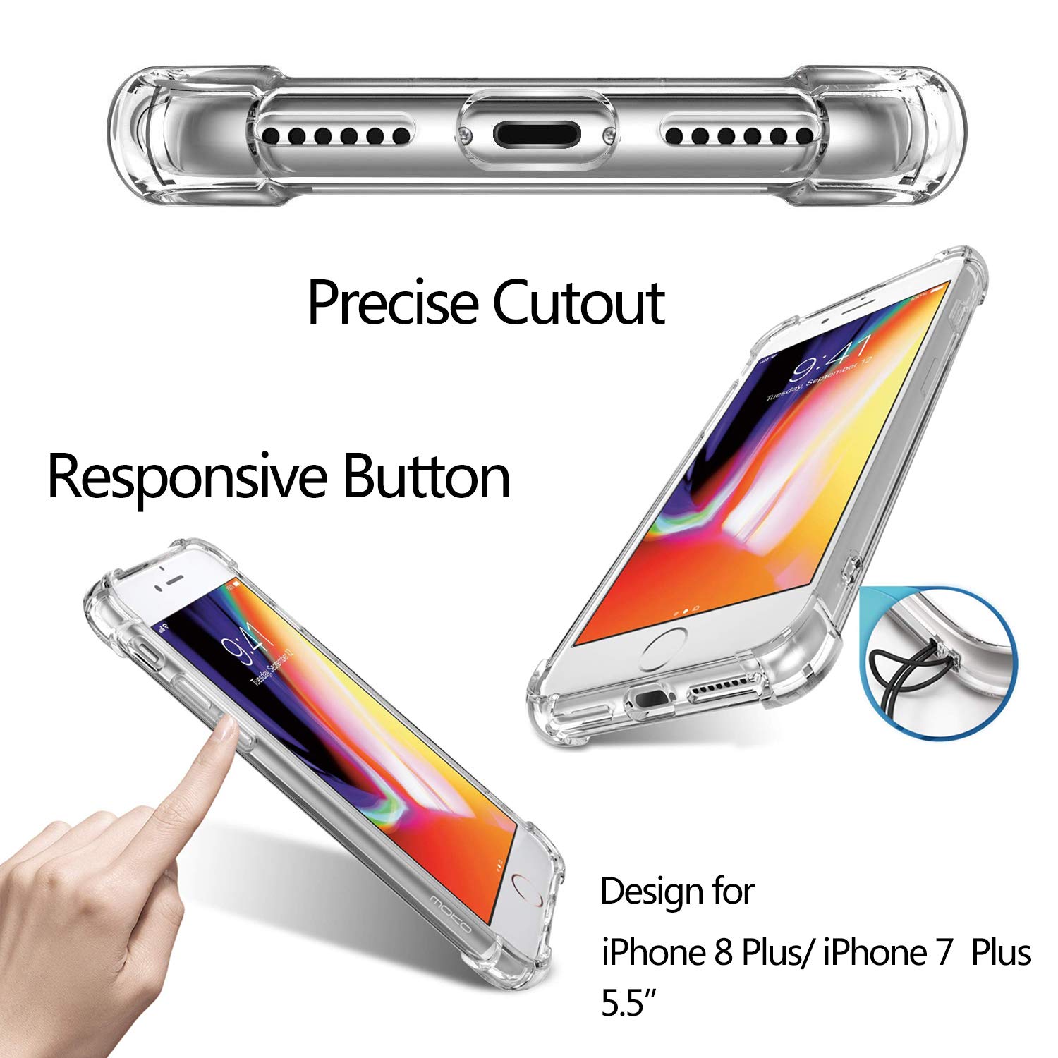 RicHyun Girly Case for iPhone 8 Plus/iPhone 7 Plus, Cute Giraffe with Baby Pattern Print Soft Flexible TPU Bumper Case for iPhone 8 Plus/iPhone 7 Plus