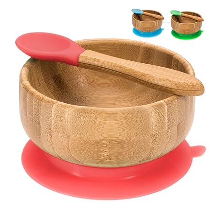 Baby Breischale, Bambusschüssel mit Saugnapf - Brei-Schüssel Bambus Schale