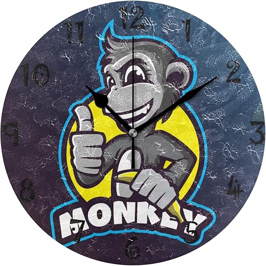 Amazon Com Ldiy Art Blue Monkey King Round Wall Clock Circular Plate Silent Non Ticking Clocks For Kitchen Home Office School Decor Kid Boys Girls Home Kitchen