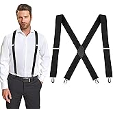 Diulinep Suspenders for Men and Women - 1.4" Adjustable X-Back With Clips for Work and Jeans