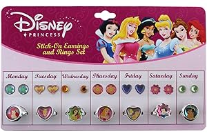 Disney Princess Sticker Earrings and Finger Rings Set - Disney Pretend Jewelery