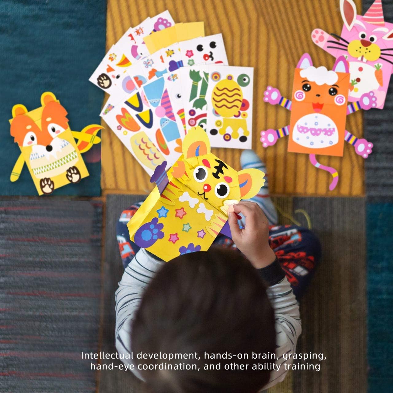 Pajaver DIY Paper Hand Puppet Making Kits, 8 Pcs Animal Hand Puppets