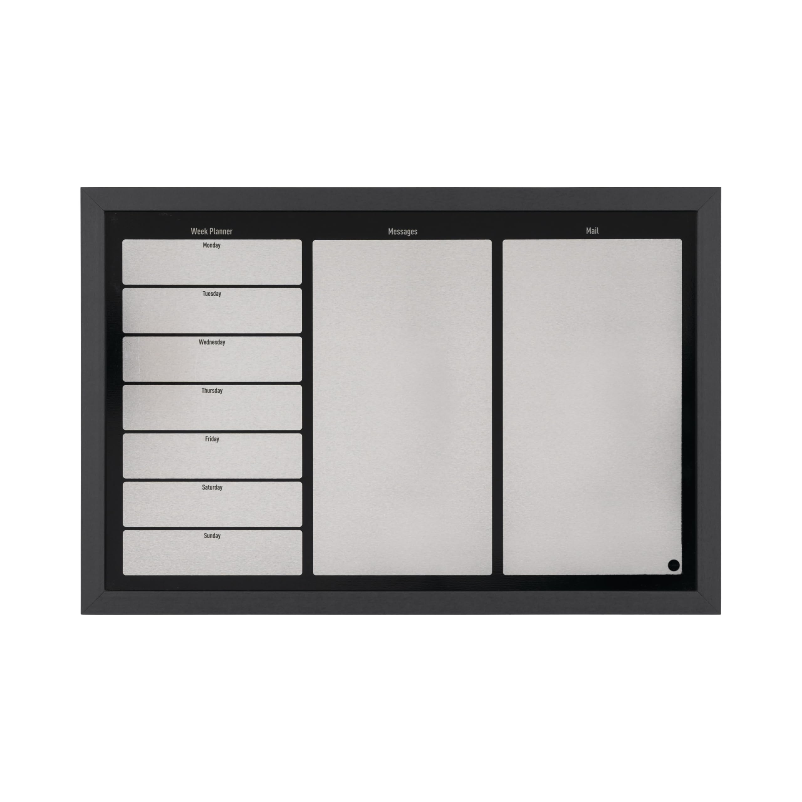 Bi-Office MM03308169 Weekly Planner with Memo Field, MDF Frame Painted Steel, 60 x 40 cm, Black/Silver
