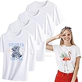 SINNSIDELIN 5 Piece Sublimation Shirts Blank for Men & Women,Unisex Polyester White Crew Neck Adult Sublimation T-Shirt