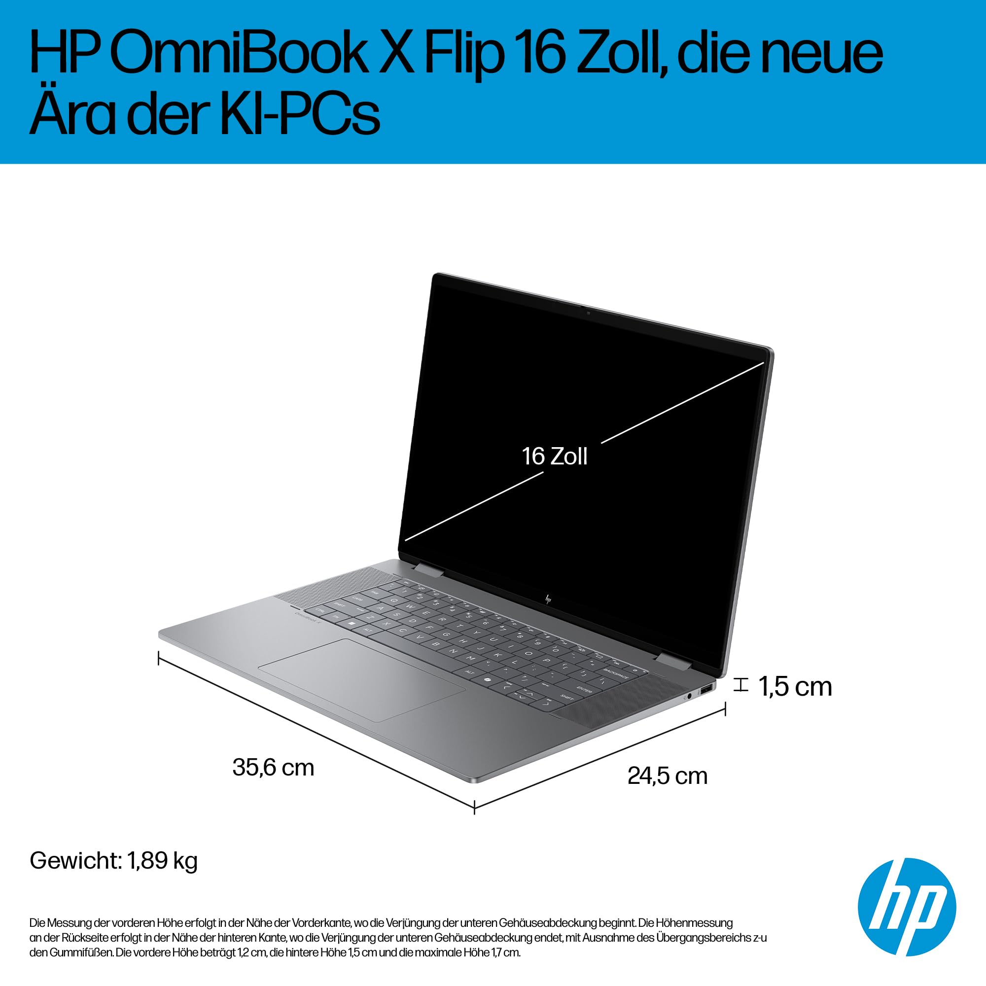 HP OmniBook X Flip 2in1 Next Gen AI Laptop | AMD Ryzen AI 5 340 (6C) | dedizierte NPU für KI | 50 NPU Tops | Copilot+ PC | 16" WUXGA 1920x1200 Touchscreen | 16GB | 512GB SSD | Win11 | QWERTZ | Silber 5