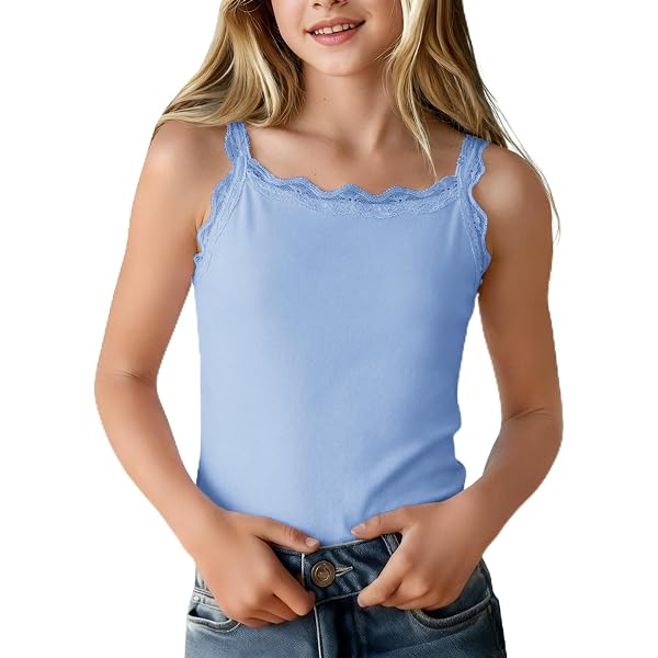 Amazon.com: SOLY HUX Girl's Sleeveless Lace Trim Camisoles