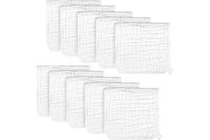 AIDEA Burp Cloths and Washcloths for Baby, Absorbent Cotton Muslin Baby Towels, Large Soft Breathable Newborn Essentials for Boys and Girls, Newborn Essentials, White, 10 Pack, 20"x10"