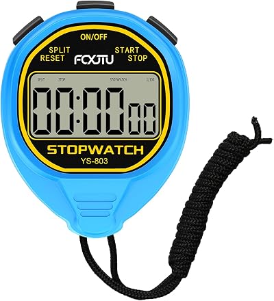 FCXJTU Simple Digital Waterproof Stopwatch Blue 1/100th 50M