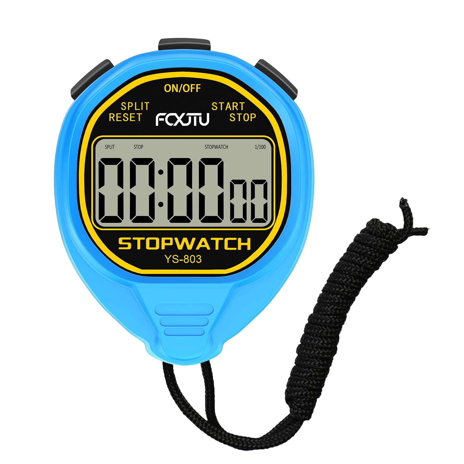 FCXJTU Simple Digital Waterproof Stopwatch, No Bells, No Clock, No Alarm, Simple Basic Operation, Silent, ON/Off, Pure Stopwatch for Swimming Running Training Kids Coaches Referees Teachers (Blue)