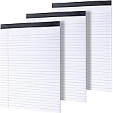 YUNZT Legal Pads 8.5 x 11, 3 Pack White Note Pads, 8.5 x 11 Writing Pads for Office, Wide Ruled Legal Notepads,Micro Perforated Writing Pads,Lined Paper Pads, 30 Sheets for School,Home,Office,Business