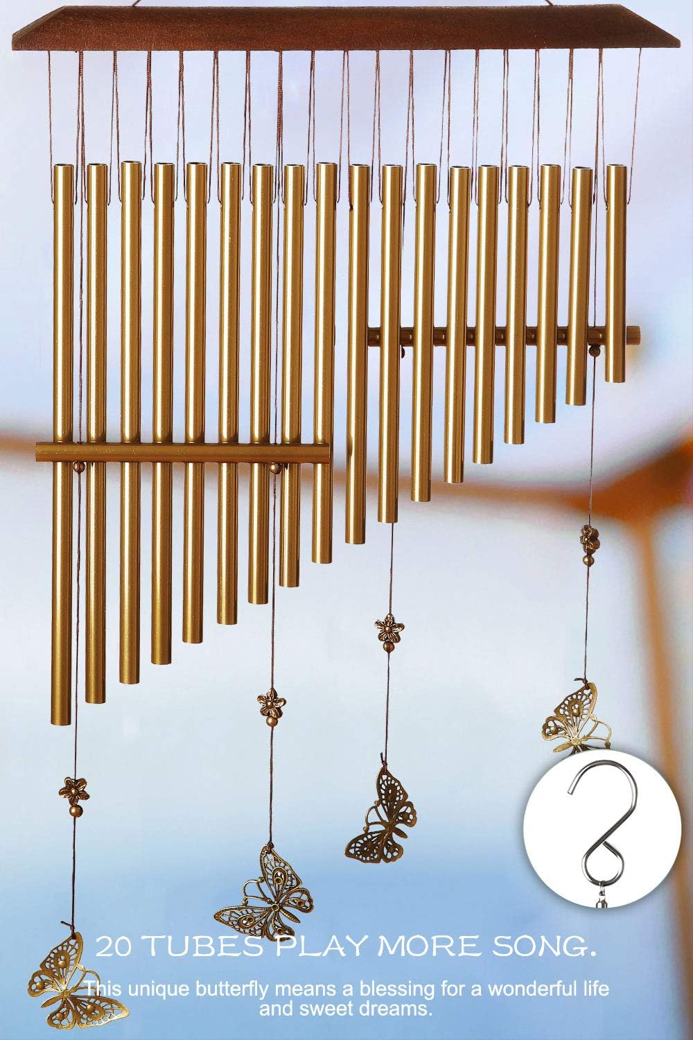 RENOOK Wind Chimes - 20 Tubes Handmade Memorial Wind Chimes, Indoor Outdoor Soothing Melodic Tones, Windows Yard Decor, Amazing Chimes, Mom's Best Gifts, Keep for Your own Patio Porch Garden Backyard : Garden & Outdoor