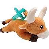 Gamezies Baby Boy and Girl Silicone Longhorn Plush Pacifier with Detachable Western Plush Toy Holder, CPSIA Tested, BPA-Free 0-6 Months