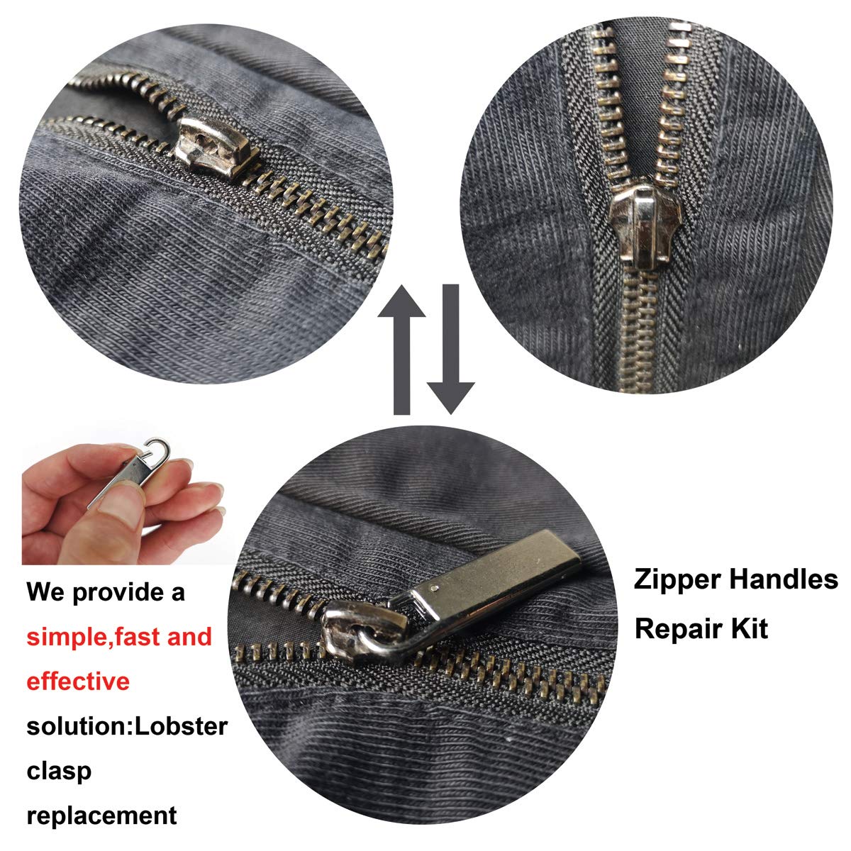 Zpsolution Zipper Pull Replacement Metal Zipper Handle Mend Fixer for Luggage Suitcases Bags