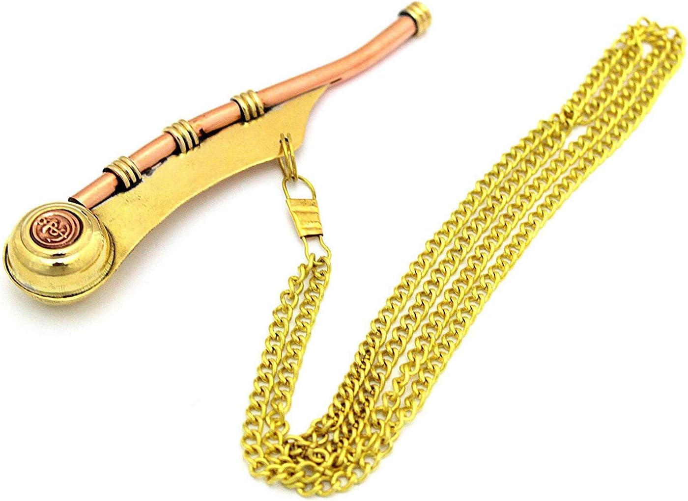 Bosun's pipe - Boatswain's Whistle Copper & Brass with chain and wooden Box Nautical Style Necklace - Groomsmen Gift - Image 3