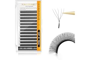 NAGARAKU 5D W Shape Eyelash Extension Supplies Natural Soft Volume 0.07mm D curl 10mm Premade Fans Faux Mink Matte Black Clus