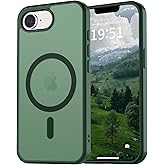 vnnink for iPhone 16e Case,Magnetic Matte Military Grade Drop Protection Translucent Cell Phone Cover - Slim Rugged Durable Shockproof Bumper Cover-Forest Green