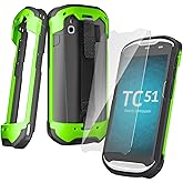 mewgulf Upgraded Protective Case for Zebra TC51 TC52 TC56 TC57 TC510K Rugged Boot Case Cover for Zebra Scanner TC52x TC57x TC52ax with Hand Strap & Tempered Glass (Green)