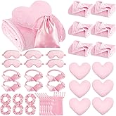 Fanfanwin 36 Pcs Sleepover Party Supplies for Girls Throw Blanket Heart Pillows Headband Eye Mask Bag for Spa Slumber Party