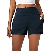 CRZ YOGA Butterlift Linerless Shorts for Women 3" - High Waisted Comfy Yoga Casual Lounge Workout with Pockets
