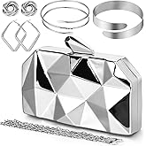 5 Pcs Clutch Purse for Women Evening Prom Purses Metallic Handbag for Valentines Wedding Banquet Retro Jewelry Set