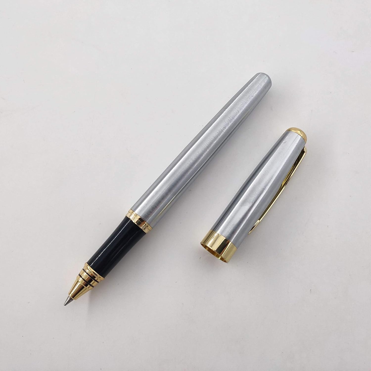 Accod Metal Ballpoint Pen Roller Ballpen Signature Pen with Two Replaceable Black Refills(0.5mm) Nice Gift for Friends Family Colleagues and Business Partners(Silver) - Image 5