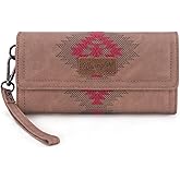 X Wrangler Western Wallet for Women RFID Blocking Wristlet Wallets with Aztec Embroidery