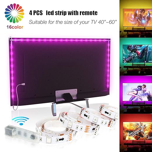 LED TV Hintergrundbeleuchtung 2m Kit Für 40-60 Zoll TV,Pangton Villa RGB 5050 led Strip mit Fernbedienung Usb TV Beleuchtung,