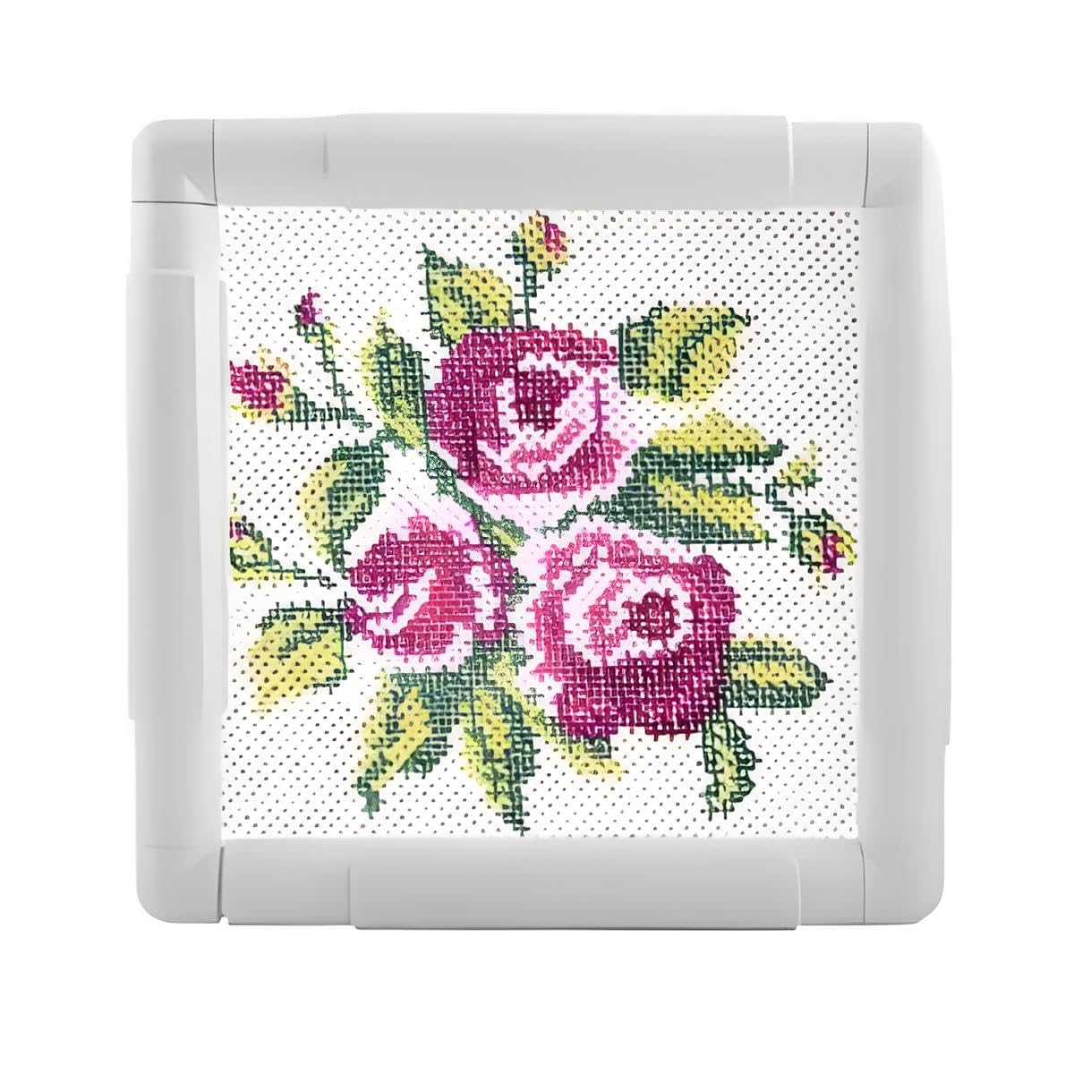 Embroidery Frame Plastic Cross Stitch Frame Square Rectangle Plastic Clip Frame for Embroidery Cross Stitch Quilting Needlepoint Tool(20.3*20.3cm)