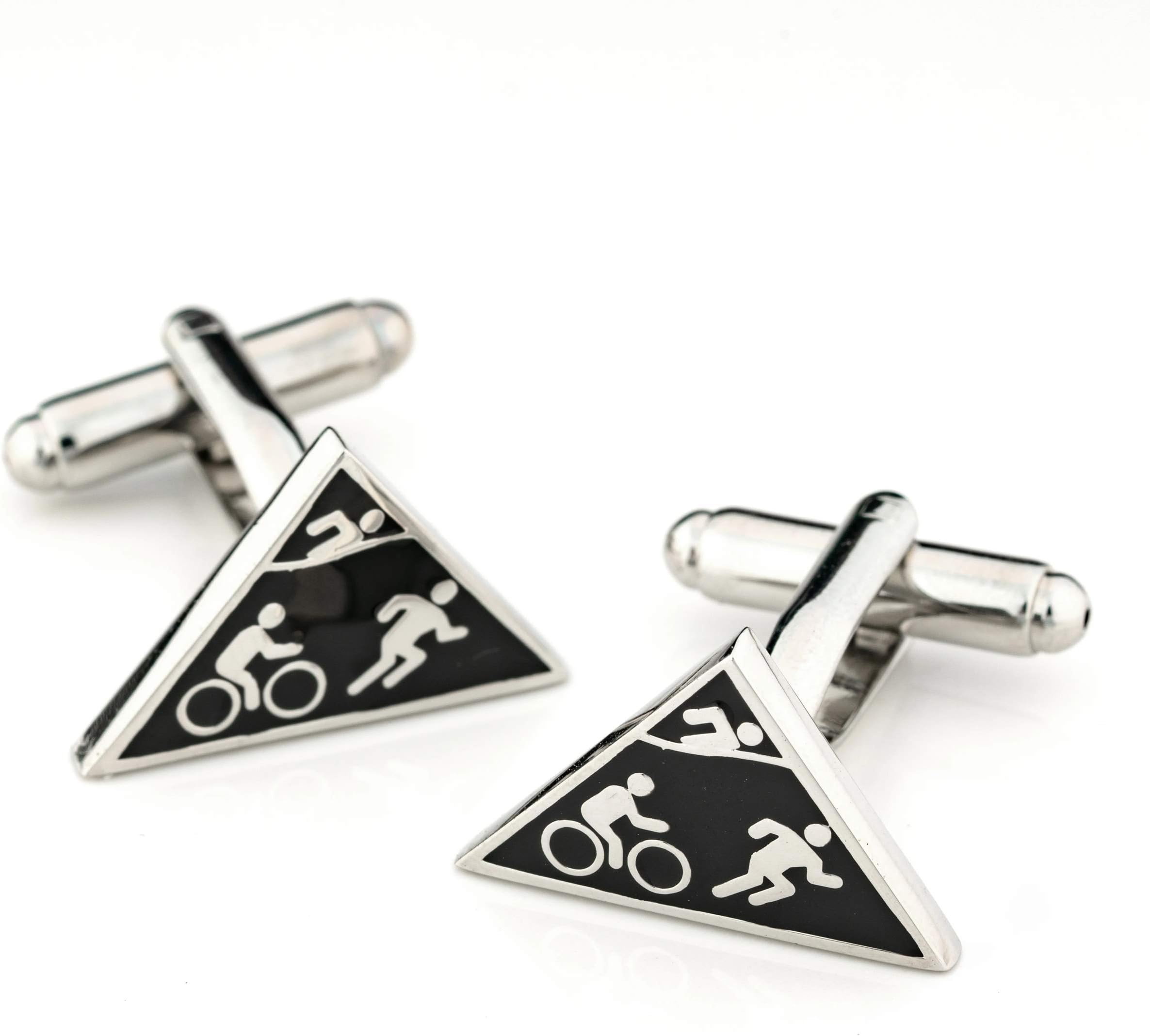 Triathlon Cufflinks Black Silver