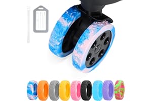 DIGIGRE Luggage Wheel Covers, 8 PCS Silicone Wheel Protector Covers for 2-2.6 inches 8-Spinner Wheels, Wear-Resistant, Anti-Noise Wheel Covers for Luggage, Suitcases or Office Chair Caster Wheels (Blue+Pink)