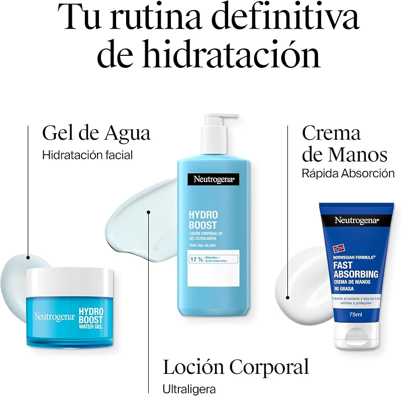 Neutrogena hydro boost gel loção hidratante corporal, pele normal a seca, textura leve, 400 ml
