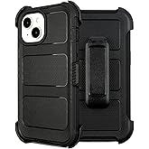 for Defender 14 Case with Belt Clip Holster - Heavy Duty Black Cover with Port Protection & Kickstand,Anti-Drop Rugged for Phone Case 14 Case Protective Black