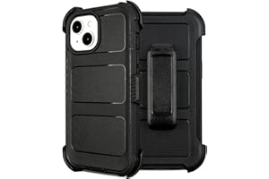 SAIBORO for Defender 14 Case with Belt Clip Holster - Heavy Duty Black Cover with Port Protection & Kickstand,Anti-Drop Rugged for Phone Case 14 Case Protective Black