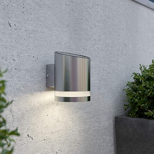 lampara solar de pared exterior gris