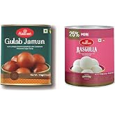 Haldiram's Gulab Jamun &amp; Rasgulla Combo Pack 1 Kg Tin X 2 Pcs