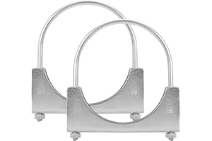 BATONECO 4.5" U Bolt Clamp, Muffler Exhaust Clamps,4-1/2 Inch Saddle Style Heavy Duty Mild Steel(2-Pack)