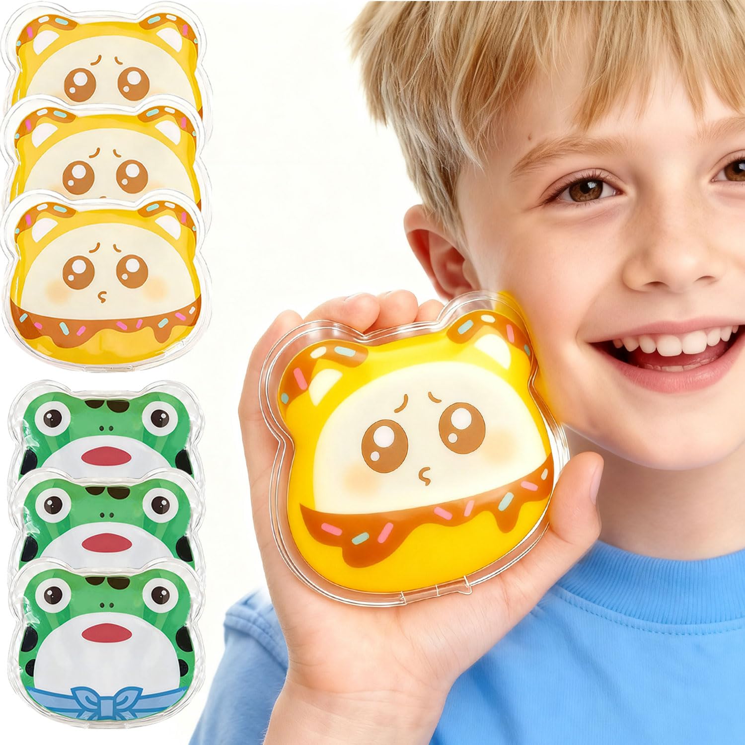 Photo 1 of (6PCS) Boo Boo Ice Pack, Flexible Cold Compress, Cute Cooling Pack, Reusable Ice Pack for Injuries, Hot Cold Gel Packs for Kids Injuries, Pain Relief, Bumps & Bruises, Breastfeeding