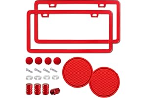 2PCS Premium Red License Plate Frames, Solid Rust-Proof Aluminum Holder with 2 Holes, Universal Car Frame for Women and Man, 