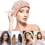 Fuyamp Satin Sleep Cap 2 Pack Adjustable Double-Sided Waterproof Pink Black view 5