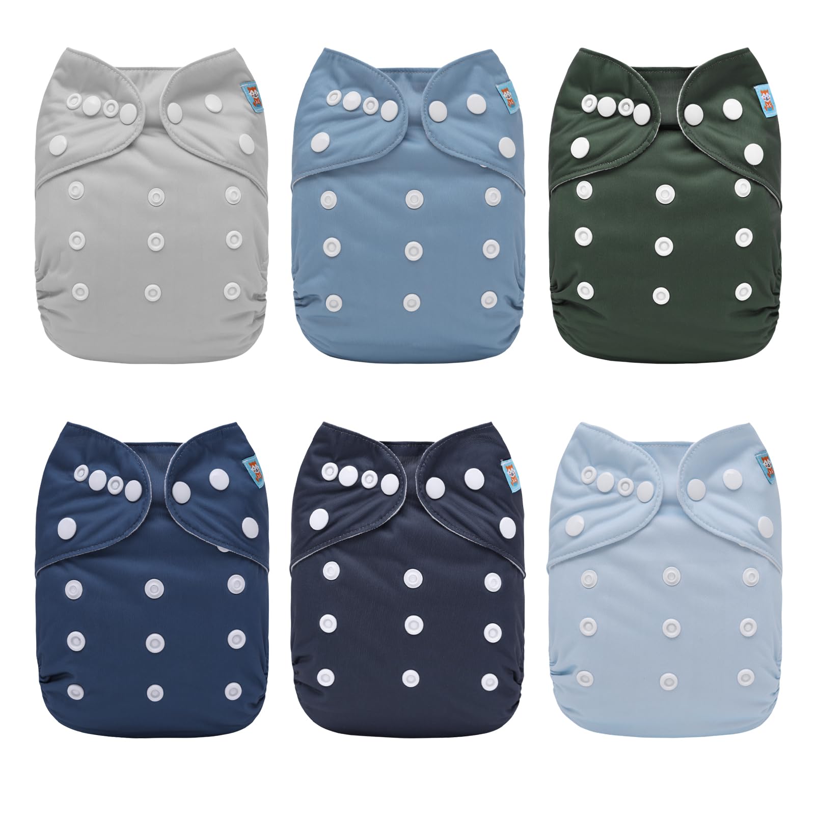 Photo 1 of ALVABABY Baby Cloth Diaper 6 Pack with 12 Inserts One Size Cloth Diaper Covers Adjustable Washable Reusable for Baby Girls and Boys 6BM111