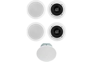 Rockville CC525T 5.25" 70V Ceiling Speakers (2), in-Ceiling Audio, Aimable Tweeter, Paintable Grills, Perfect for Restaurants