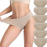 Sudally Womens High Cut Briefs Underwear Pack 6, Full Coverage Seamless Stretch Comfort Waistband Hi-Cut Panties for Ladies