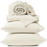 Coyuchi Refined Organic Percale Sheet Set, 100% GOTS Certified | Organic Cotton 4-Piece Bedding Set, Breathable, Crisp Percale Weave, Queen, Undyed